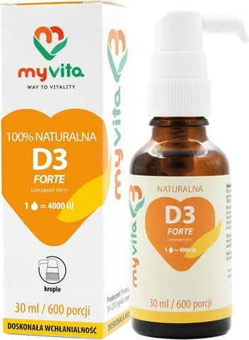 Vitamin D3 D - 3 LIQUID FORTE 4000 und 30 ml Tropfen, 600 Portionen MYVITA