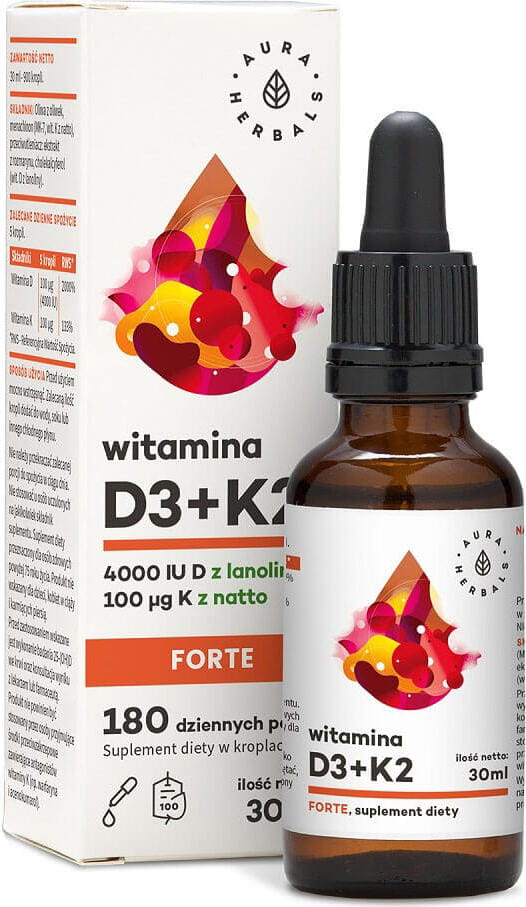 Vitamin D3 + K2 FORTE 4000iu AURA-KRÄUTER