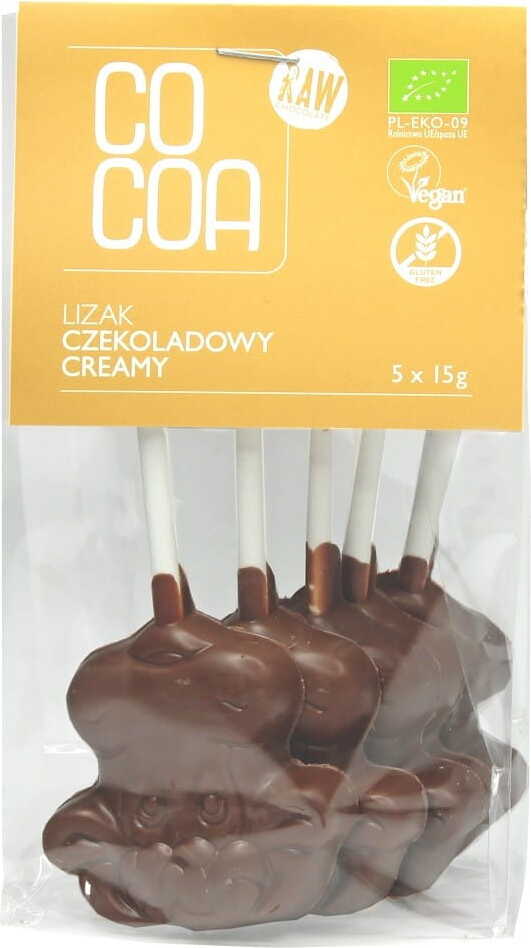 Glutenfreie Schoko-Creme-Lutscher von COCOA, Bio, 5 Stück à 15 g, cremige Schokoladenlutscher auf Holzstäbchen