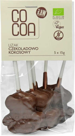 Glutenfreie Schokoladen-Kokos-Lutscher BIO (5 x 15 g) 75 g - COCOA