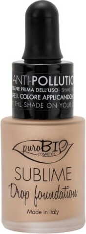 Eco-care Foundation Drop 03Y von Purobio, flüssige Make-up Foundation in umweltfreundlicher Verpackung, natürlicher Hautton, cremige Textur