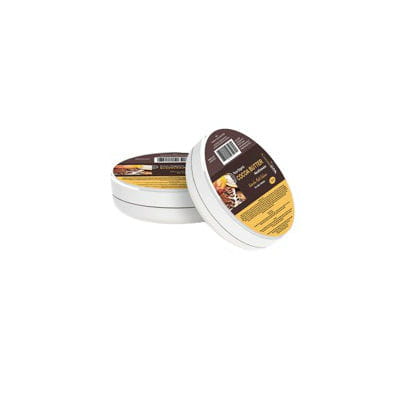 Unraffinierte Kakaobutter in 100ml Flasche von COSMOSPA, cremige Textur und natürliche braune Farbe sichtbar.