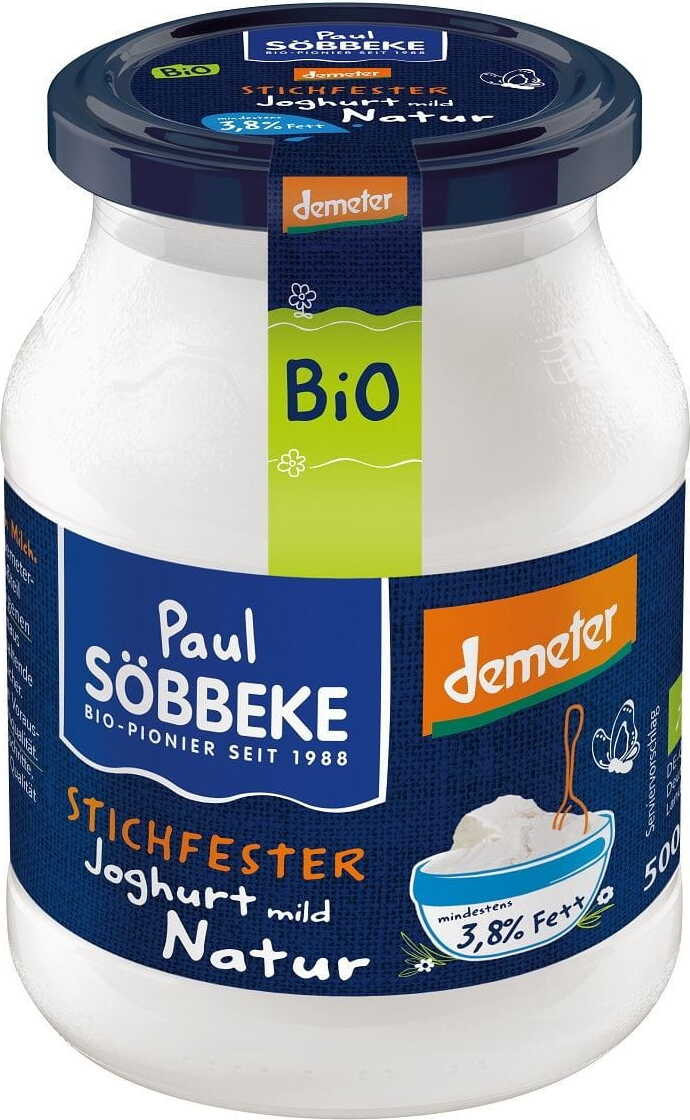 Naturjoghurt (38% Milchfett) BIO 500 g (Glas) - SOBBEKE