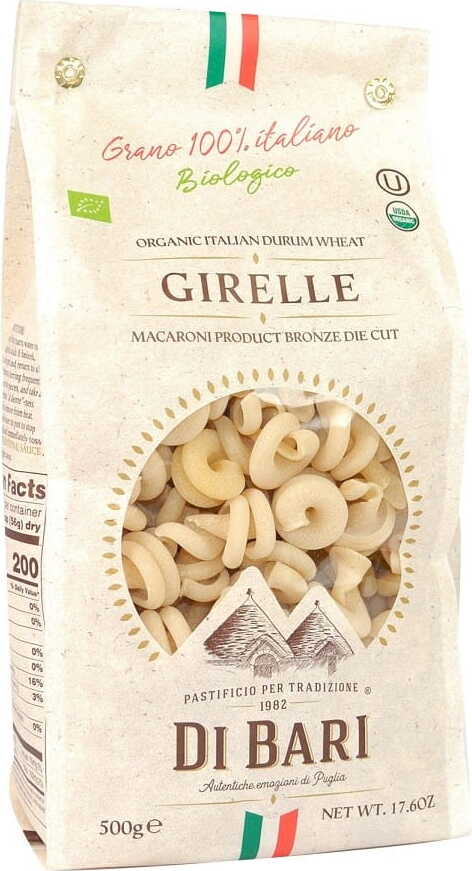 Bio Girelle (Grieß) Nudeln von PASTIFICIO DI BARI, 500 g, getrocknete Pasta in roter Verpackung, ideal für italienische Gerichte
