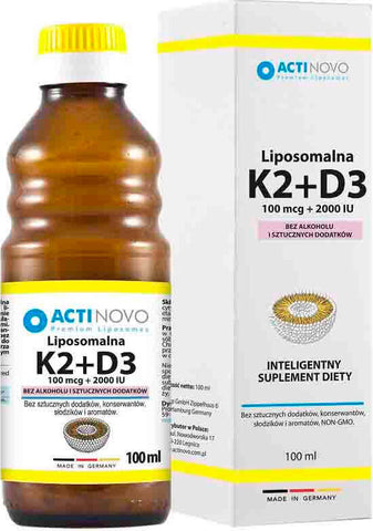 Liposomales Vitamin K2 + D3 100 mcg + 2000 IE 50 Portionen ohne Alkohol 100 ml - ACTINOVO