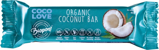 Bio Kokosriegel ohne Gluten von BIOPONT, 40 g, mit frischem Kokosgeschmack und natürlichen Zutaten.