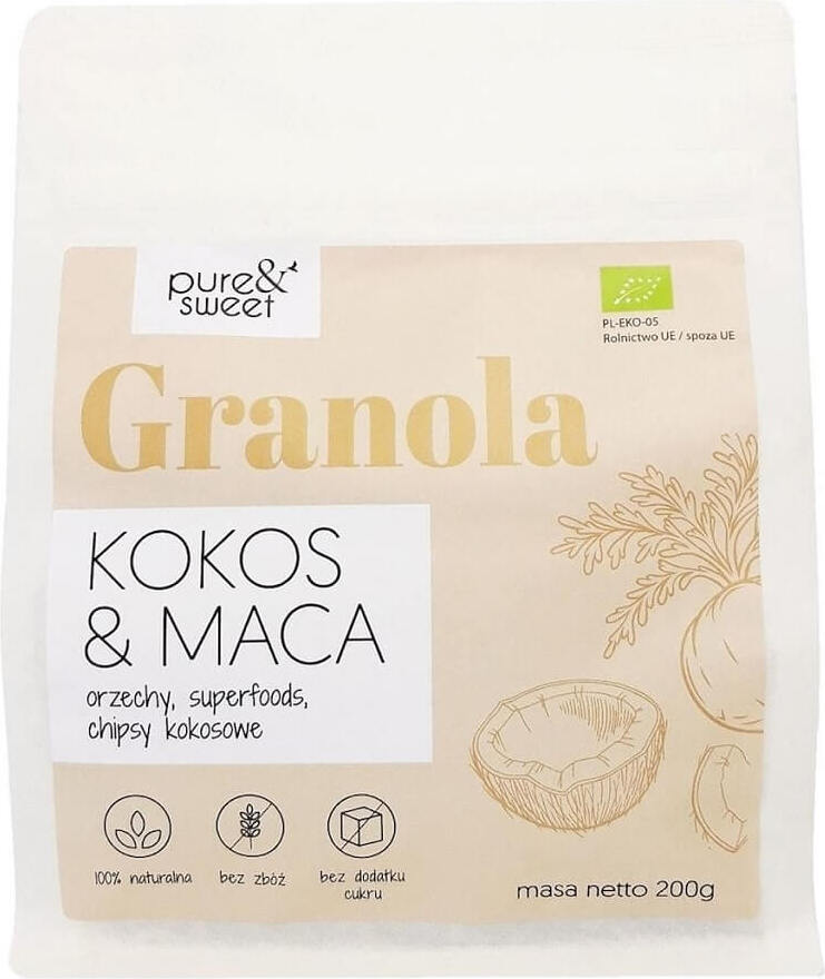 Granola Kokos & glutenfreies Maca BIO 200 g - PURE & SWEET