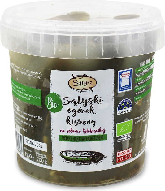 Eingelegte BIO-Gurken in einem Eimer, SĄTYRZ Marke, 700 g, frisch und knackig, ideal für Salate und Snacks