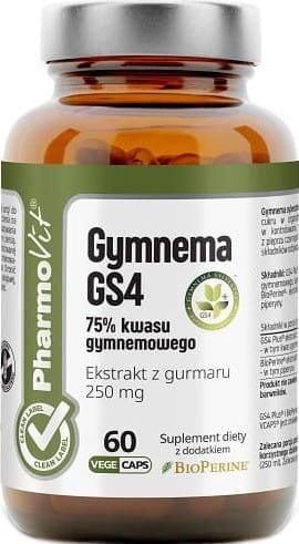 Gymnema Kapseln von PHARMOVIT, 60 Stück, 2118 g, nährstoffreiche Nahrungsergänzung in Dose, natürliche Ergänzung für die Gesundheit