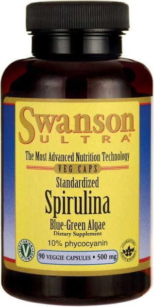 Spirulina standardisiertes standardisiertes Spirulina Blau - Grünalge 500mg 90 Kapseln von SWANSON