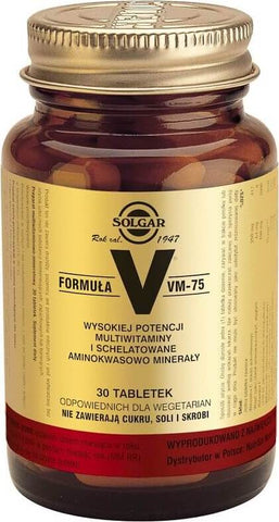 Formula v vm - 75 hochwirksame Multivitamine und Chelat-Aminosäuremineralien 30 SOLGAR-Tabletten