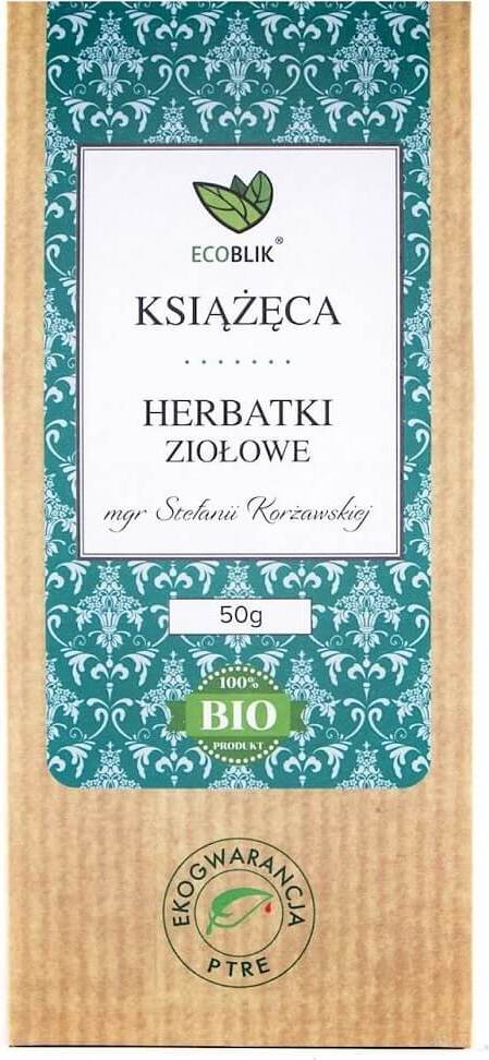 Bio Fürstentee von ECOBLIK, 50 g, in einer umweltfreundlichen Verpackung, zeigt frische Teeblätter in einer transparenten Packung