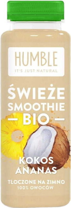 Frischer HUMBLE Kokos-Smoothie mit Ananas, Bio, 300 ml Flasche, cremige Textur, tropischer Fruchtgeschmack