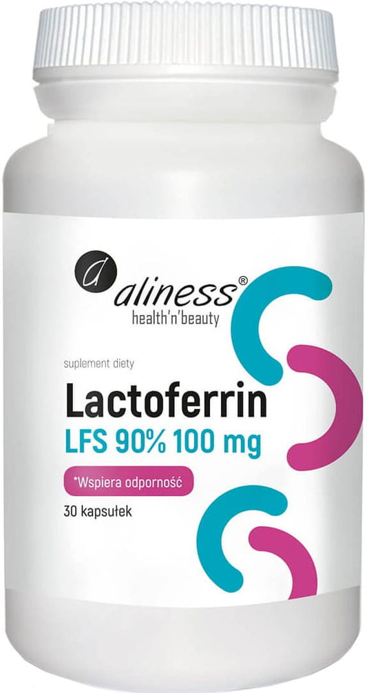 Lactoferrin Kapseln von ALINESS, 100 mg, 30 Stück, mit 90% Reinheit, für das Immunsystem, in einer weißen Packung
