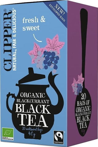 Schwarzer Tee mit schwarzer Johannisbeere, fair gehandelt BIO 40 g (20 x 2 g) - CLIPPER