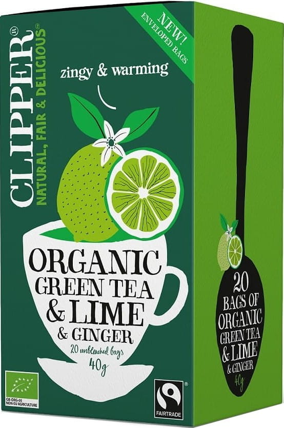 Grüner Tee mit Limette und Ingwer fair gehandelt BIO 40 g (20 x 2 g) - CLIPPER