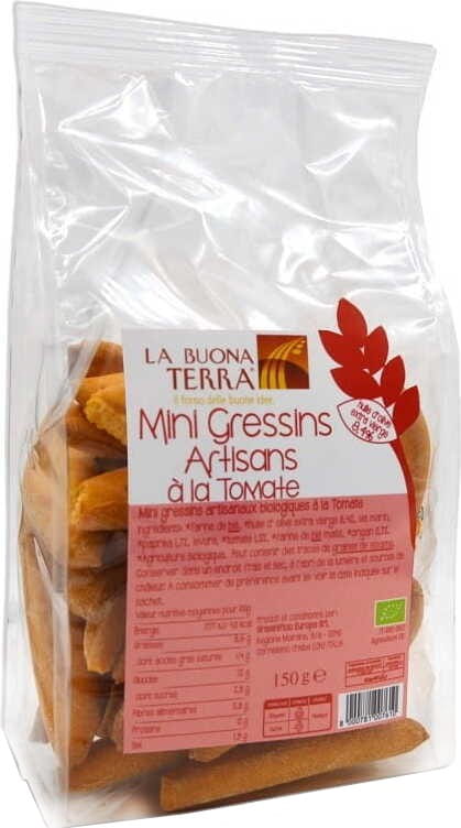 Mini-Grissini-Stäbchen mit Tomate und Oregano BIO 150 g - LA BUONA TERRA