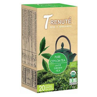 Bio grüner Ceylon-Tee von T'RENUTE in 20 Teebeuteln, frischer grüner Tee in Packung, natürliche Teeblätter.