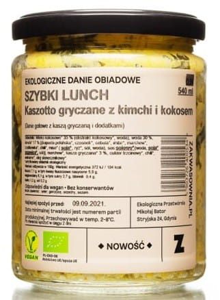 Buchweizen-Kashotto mit Kokos und Kimchi in BIO-Qualität, ZAKWASOWNIA, 540 ml, cremiges Gericht mit buntem Kimchi und Kokosnuss.