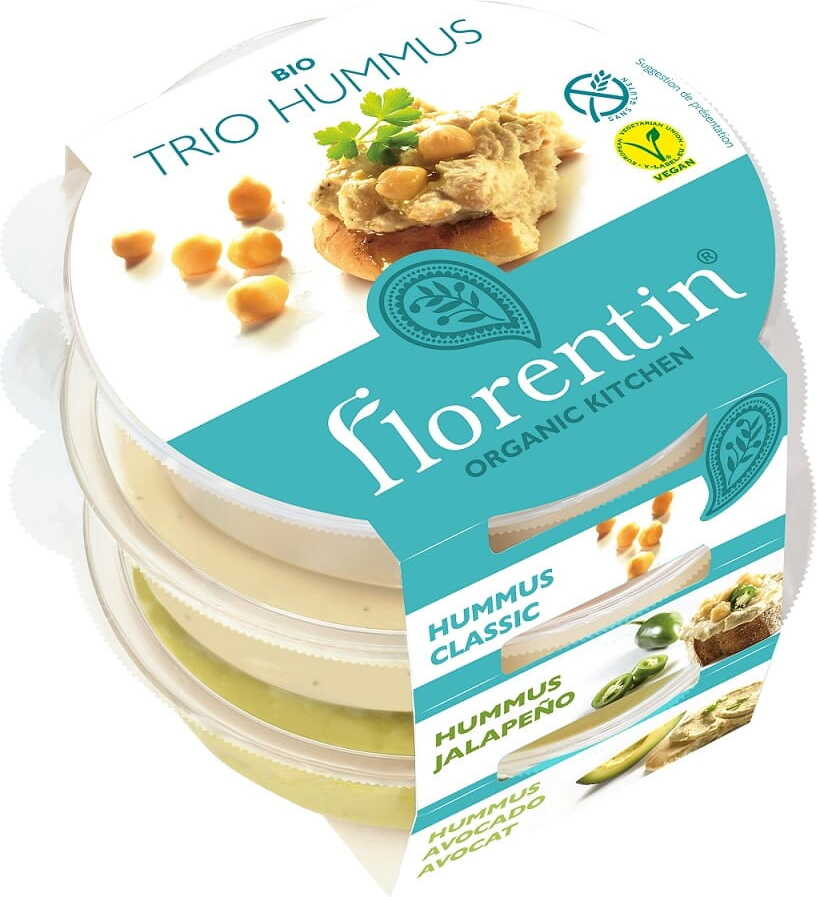 Glutenfreies Hummus-Trio BIO 180 g (3 x 60 g) - FLORENTIN