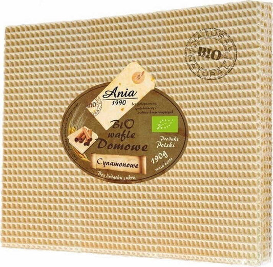 Hausgemachte BIO Zimtwaffeln ohne Zuckerzusatz von BIO ANIA, 190 g, knusprige Waffeln mit Zimtgeschmack.