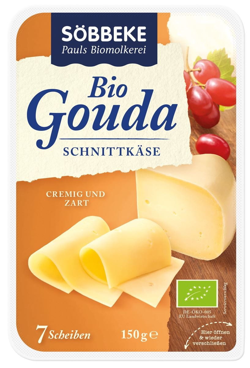 Gouda-Käsescheiben 45% Fett BIO 150 g - SOBBEKE