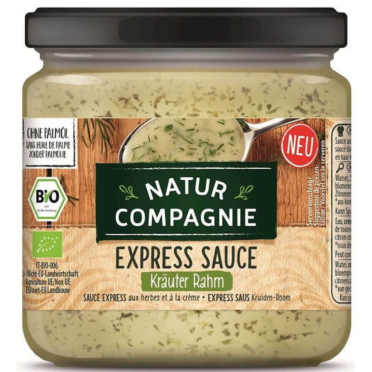 BIO Kräutersauce von NATUR COMPAGNIE in 325 ml Flasche, cremige Sauce mit frischen Kräutern und natürlicher Textur.