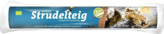 Bio Strudelteig von BIO PLANET, 300 g Packung, glatter, dünner Teig für köstliche hausgemachte Strudel, auf Bild sichtbar