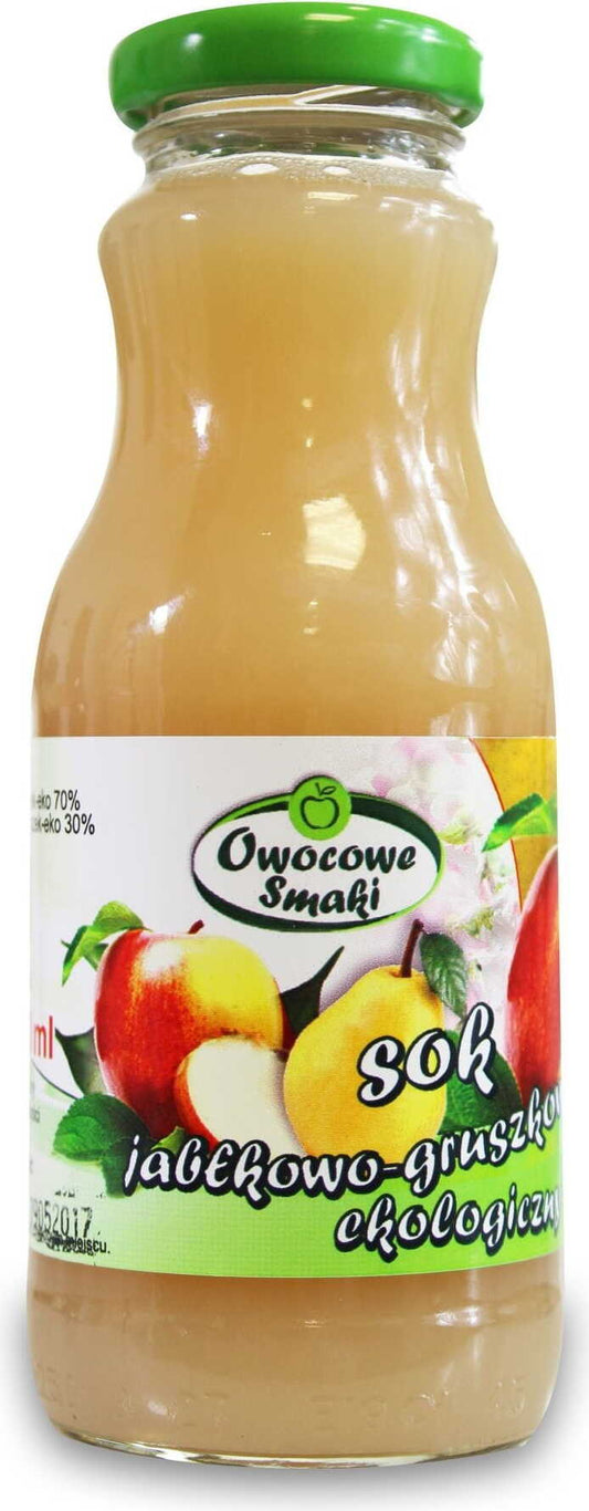 Bio Apfel- und Birnensaft NFC von OWOCOWE SMAKI in 250 ml Flasche, fruchtiger Geschmack, naturbelassen, ohne Zusatzstoffe