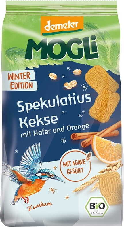 Bio Gewürzkekse mit Orangenaroma von MOGLI, 125 g, frisch gebacken, knusprig und aromatisch, perfekt für den Snack zwischendurch