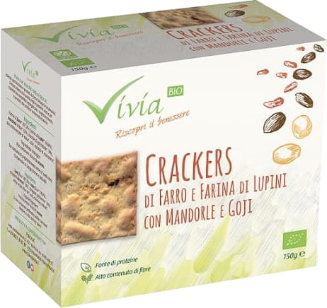 VIVIA Dinkelfladenbrot mit Mandeln und Gojibeeren, Bio, 150 g, knuspriges, gesundes Vollkornbrot mit Früchten und Nüssen