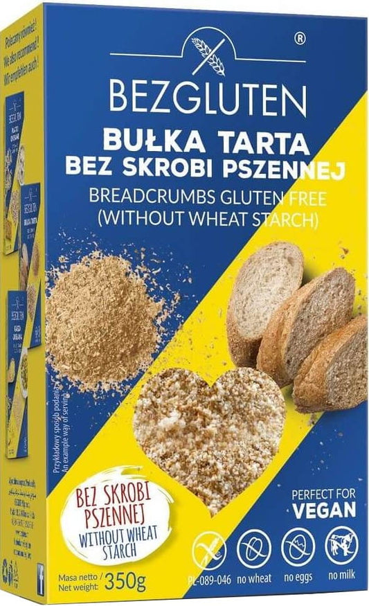 Glutenfreie Semmelbrösel von BEZGLUTEN, ohne Weizenstärke, 350 g, feine Textur für das Kochen und Backen.