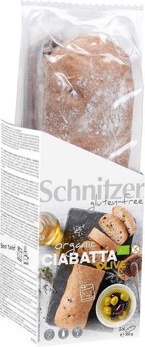 Glutenfreies Ciabatta mit Oliven BIO (2 x 180 g) 360 g - SCHNITZER