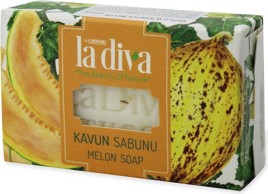 Bunte Melonenwürfelseife von LA DIVA, 100 g, mit frischem Melonenduft und ansprechender Präsentation in der Verpackung