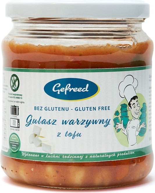 Glutenfreier Gemüseeintopf mit Tofu in 400 g Schüssel, GEFREED, mit buntem Gemüse und Tofustücken sichtbar