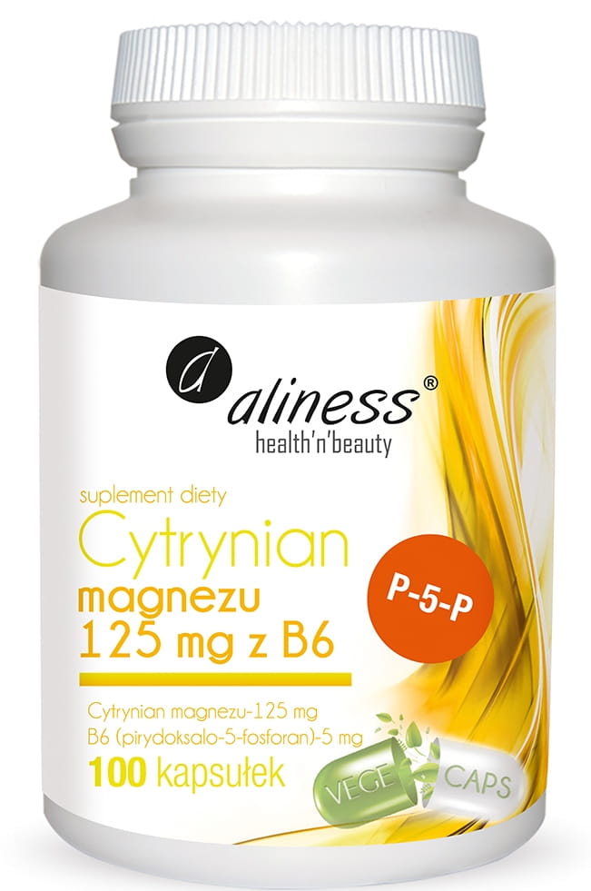 Magnesiumcitrat 125mg + Vitamin B6 P - 5P 5mg 100 Kapseln ALINESS Hlavní obrázek produktu