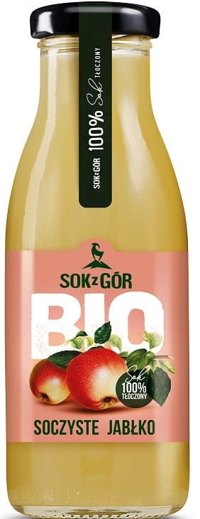 Bio Apfelsaft aus den Bergen, 250 ml Flasche, SOK Z GÓR, frisch gepresster Saft mit natürlichem Apfelgeschmack.