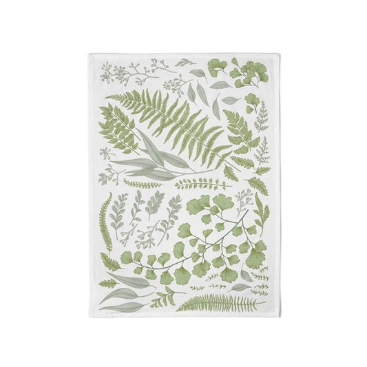Baumwoll-Küchentuch mit grünen Blättern von CHIC-MIC, weiche Textur, ideal für Küche und Dekoration.