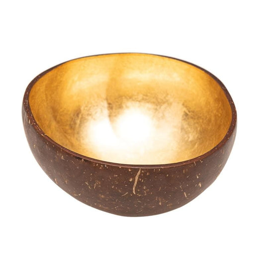 Goldene Kokosnussschale als dekorative Schale von CHIC-MIC, handgefertigt und stilvoll für zuhause oder als Geschenk.