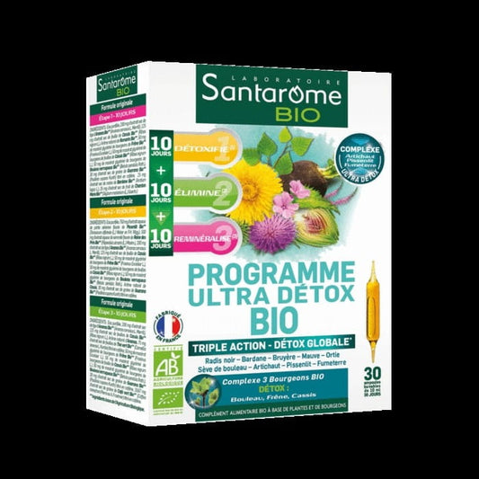 Biologische Entgiftungs-Ampullen von SANTAROME, 30x10ml, mit natürlicher Formel zur Unterstützung der Entgiftung, in 300ml Flasche