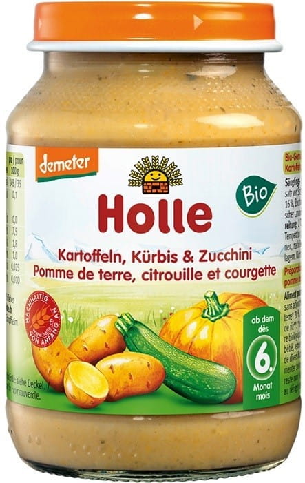 Bio Babygericht Zucchini, Kürbis und Kartoffel von HOLLE, cremiges Gericht in 190 g Packung, für Babys geeignet