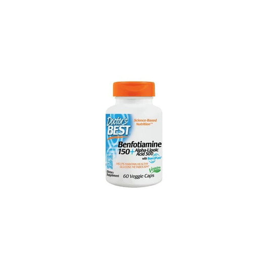 Benfotiamin 150 mg Kapseln von DOCTOR'S BEST, Nahrungsergänzungsmittel zur Unterstützung des Nervensystems, in einer Packung mit 60 Kapseln