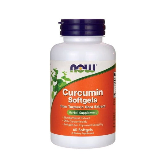 Hochwertige Curcuma longa 95 % Curcuminoide Kapseln von NOW FOODS, 60 Stück, Nahrungsergänzungsmittel in Dose