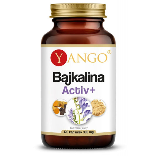 YANGO Baikalin Activei 120 Yango-Kapseln, Nahaufnahme der Kapseln in einer offenen Packung auf weißem Hintergrund