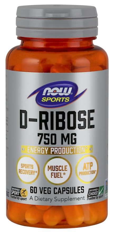 Weiße Kapseln von Dribose Dryboza 750 MG in einer Packung mit 60 Kapseln, von NOW FOODS.