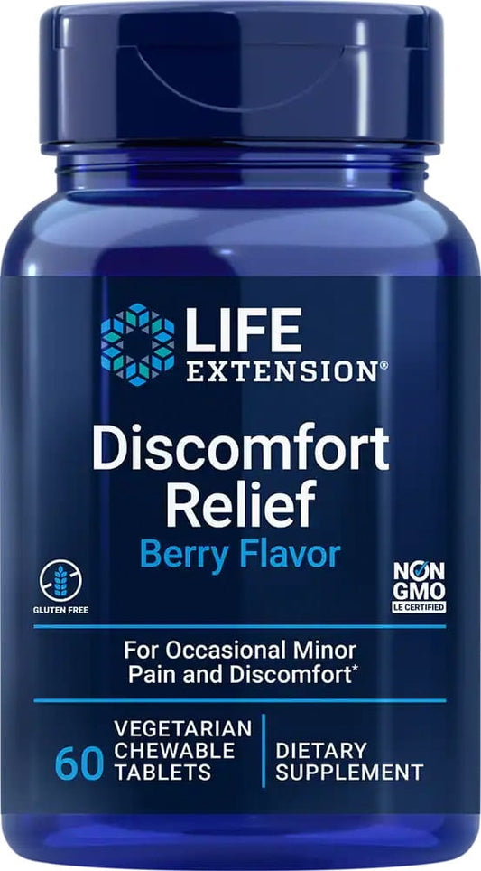 LIFE EXTENSION Discomfort Relief Erbse Tabletten, 60 Stück, natürliche Nahrungsergänzung gegen Unwohlsein in einer Packung