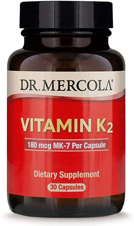 Vitamin K2 MK7 Kapseln von DR. MERCOLA, 30 Stück, Nahaufnahme der Kapseln in einer Packung