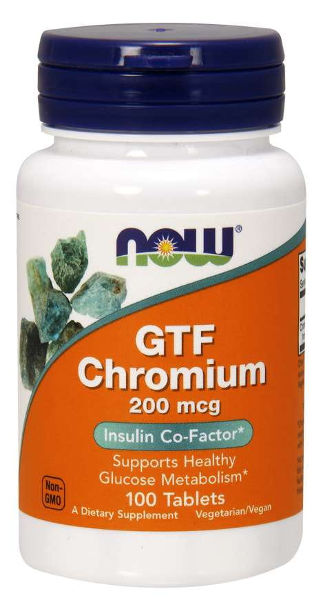 Gtf Chromium Chrome GTF 200 mcg 100 Tabletten JETZT LEBENSMITTEL Immagine principale del prodotto