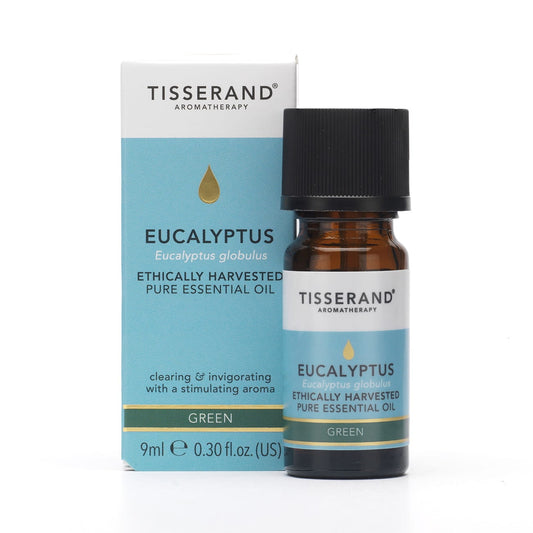 Eukalyptusöl von TISSERAND AROMATHERAPY in 9 ml Flasche, ethisch geerntet, mit frischem Eukalyptusblatt-Design