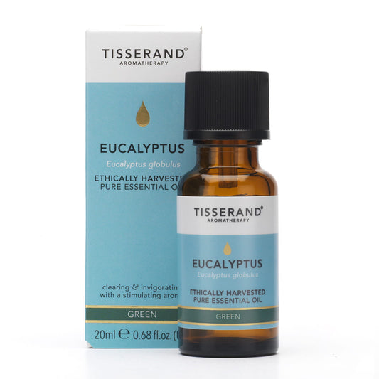 Eukalyptusöl von TISSERAND AROMATHERAPY, 20 ml, ethisch geerntetes ätherisches Eukalyptusöl in einer Flasche.